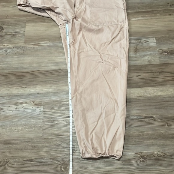 Aerie Tan Softest Utility Jumpsuit One Piece Ruffle Edge Button up Size L - Picture 6 of 10